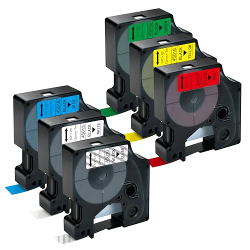 Ruban D1 12mm lot de 6 recharges adhésives haute lisibilité pour LabelManager 280