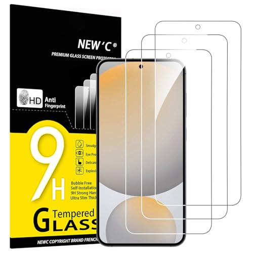 Image of NEW'C 3 Pack Designed for Samsung Galaxy S24 FE 5G Screen Protector Tempered Glass, Bubble Free, Ultra Resistant