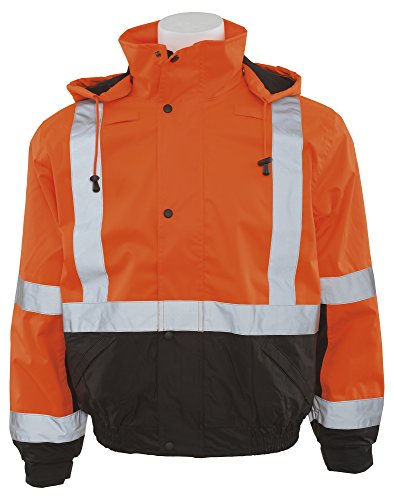 Image of ERB 61602 Model W106 Class 3 Bomber Jacket with Black Bottom, Hi Viz Orange, XL Size