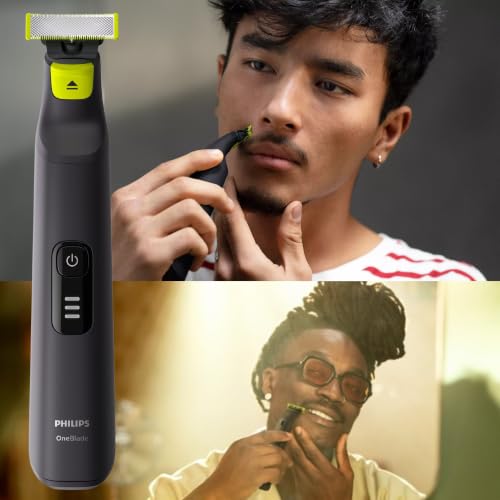 Image of PHILIPS OneBlade Pro Face + Body Hybrid Electric Trimmer & Shaver, Rechargeable, Adjustable 14-Length Precision Comb, Body Kit, Dual-Sided Blade, Wet & Dry Use, Travel Case