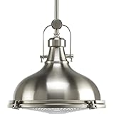 Fresnel Lens Collection 1-Light Fresnel Glass Coastal Pendant Light Brushed Nickel