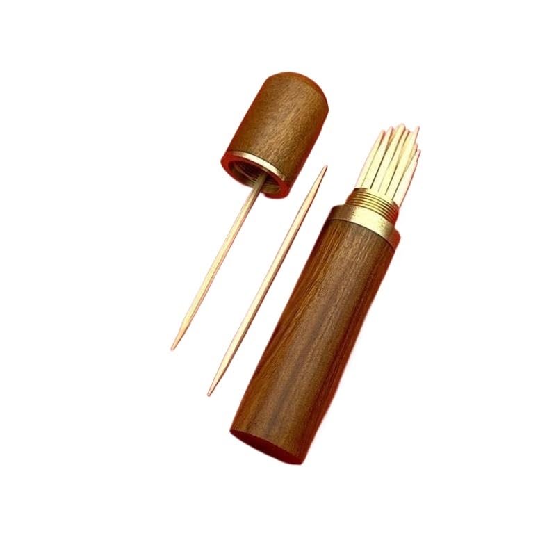 Support for cure-dents en bois luxe et acier portable pour table