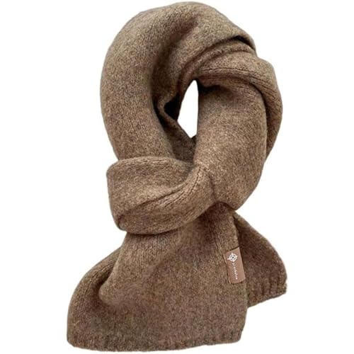 Image of Fashion Solid Warm Cashmere Scarf for Women Winter Design Knitted Neckercheif Thick Woolen Yarn Shawl Neck Wrap