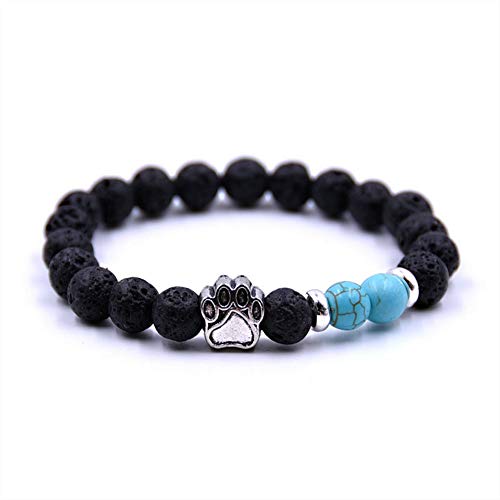 SIVITE Lava Rock Stretch Beaded Bracelet Essential Oil Diffuser Dog Lover Paw Charm Pet Memorial Bracelet3