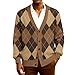 Men's Cardigan Sweaters with Button Lightweight Casual V Neck Long Sleeve Argyle Pattern Knitted Sweater