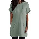 HOOUDO Same Day Angebote Sale, lässig, kurzärmelig, mit Kapuze, gestrickt, seitlich geschlitzt, Tunika-Oberteil mit Taschen, T-Shirt Pullover Regenbogen Damen Preisfehler Und Mein Bestellung Sale