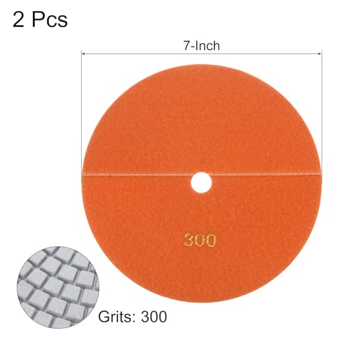 Image of uxcell Diamond Polishing Pad 7-Inch 300 Grits Wet /Dry Grinding for Stone Concrete Marble Countertop Floor 2pcs