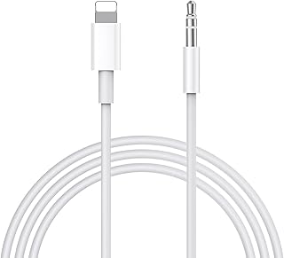 Omivine Aux Cable for iPhone in Car, iPhone 3.5mm Aux Cable, Headphones Aux Cord for Car/Headphone/Home Stereo/Speaker, Compatible with iPad/iPod/iPhone 11/12/13/14/Pro/Xs/XR/X/8/7 - White