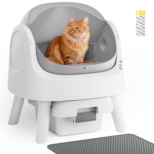 Self Cleaning Cat Litter Box, Automatic Litter Box for Multiple Cats, Integrated Safety Protection with Open-Top Design