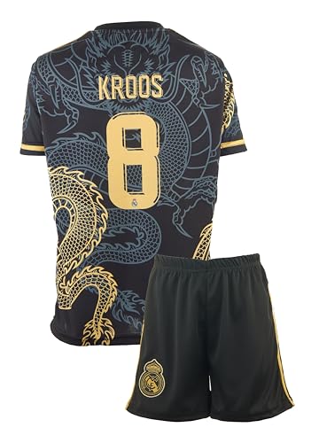 Mefstone Toni Kroos Dunkelblau Drachen Fußball Kinder Trikot,Spezieller Entwurf, Fussball, Limitierte Auflage, Beschränkte Auflage, Kommen Sie mit Shorts (Dunkelblau,140,kroos)