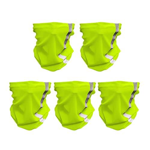 5 Pcs Reflective Bandana Face Mask Neck Gaiter, Scarf Headbands Balaclava Headwear Tube Windproof Seamless Face Cover (Green) #TOP3