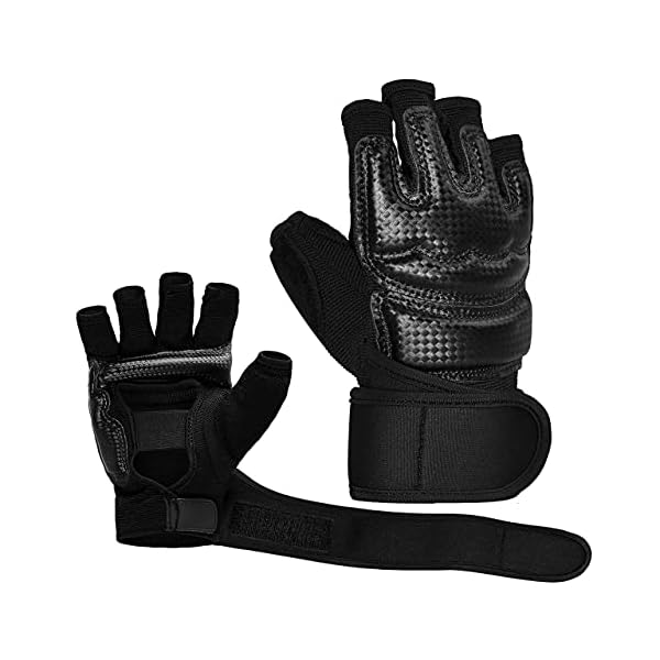 QINGLER-Punch-Bag-Boxing-Martial-Arts-MMA-Sparring-Grappling-Muay-Thai-Taekwondo-Training-PU-Leather-Wrist-Wraps-Gloves-Half-Mitts-UFC-Training-Boxing-for-Women-Men-Kids-X-Small-Size-Black QINGLER Punch Bag Boxing Martial Arts MMA Sparring Grappling Muay Thai Taekwondo Training PU Leather Wrist Wraps Gloves Half Mitts UFC Training Boxing for Children Kids XX-Small Size Black