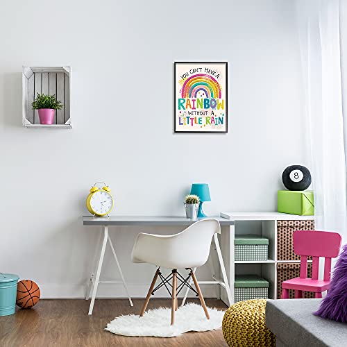 Stupell Industries Can't Have Rainbow Without Rain Phrase Inspirational Kids, Designed by Lisa Perry Whitebutton Black Framed Wall Art, 16 x 20, Multi-Color2