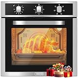 AAOBOSI Wall Oven, 24 Inch Single Wall Oven, 2.5 Cu. Ft. Built-in Convection Electric Oven, Mechanical Knob Control Timer, Alarm Clock, Stainless Steel Drop Down Door