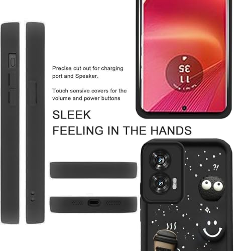 Image of GoldKart Back Case Cover Compatible for Motorola Edge 50 Fusion 5G | Cute Fun Cartoon 3D Ball Coffee Silicone Case | Full Body Protection Back Cover for Motorola Edge 50 Fusion 5G - Black