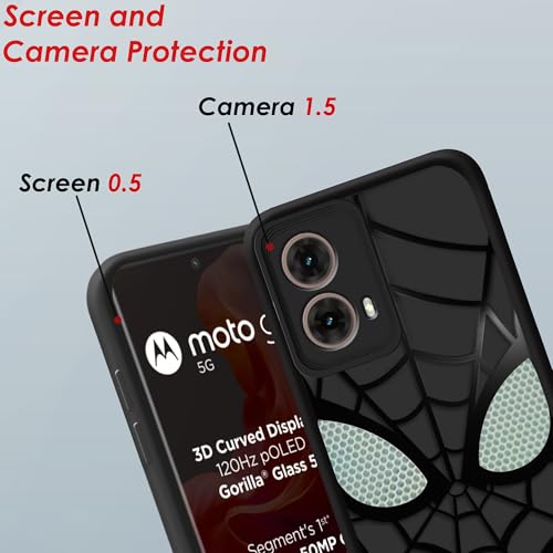 Image of Stylish Spider Back Case Cover Compatible for Motorola Moto Edge 50 Fusion 5G / Moto G96 5G | Spidey Face Mask Case | Soft Silicone | Camera & Full Body Protection | Shock Proof | (Black)