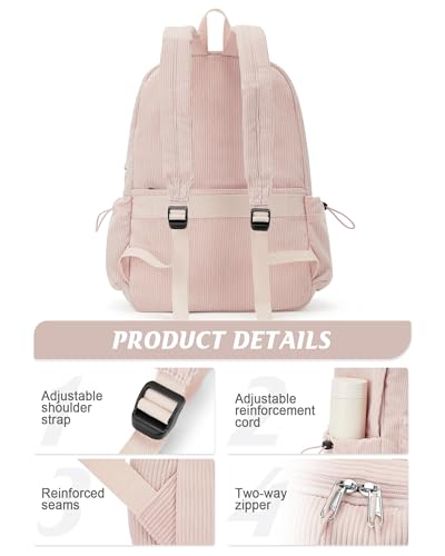 Classic Backpacks For School Teens Girls Boys, Lightweight Casual Daypacks Middle Students Backpck, Cute High School Bookbag, Simple College Backpack for Women Men(Pink)4