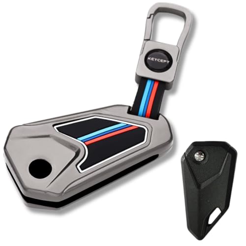 Image of KEYCEPT Metal Alloy Key Cover for Compatible for Universal Bike Hero, RE, Bajaj, TVS, Yamaha, Meteor, Honda, Jawa Bikes flip Key with Keychain (Short Keychain)