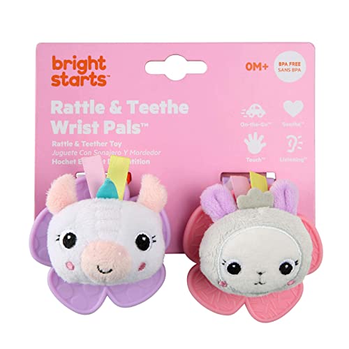 Bright Starts Rattle & Teethe Wrist Pals Toy, Unicorn & Llama, Newborn+, 2 Count #TOP5