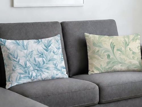 Housse de coussin vert sauge lot de 2 velours impression recto verso