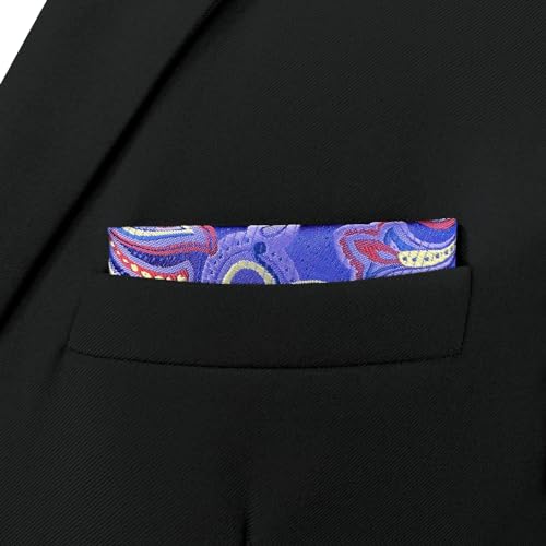 S&W SHLAX&WING Poszetka męska Paisley Blue Granatowo-Błękitna Wielokolorowe wzorzyste chusteczki do nosa
