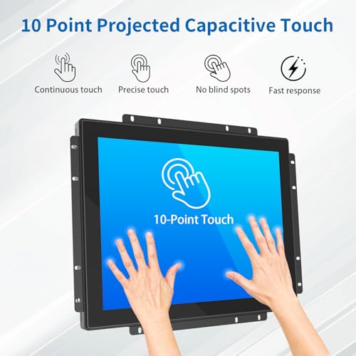 Image of 15 Inch Open Frame Touch Monitor, PCAP 10-Point Touch Industrial Touchscreen Monitor, with HDMI /VGA /DVI Interface, Active Matrix TFT LCD,LED Backlight, with VESA Mount