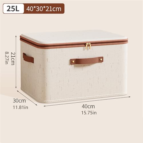 Boîte de rangement pliable haut de gamme en toile de coton avec zip robuste
