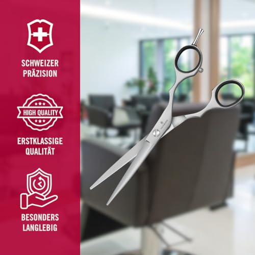 Victorinox Coiffeurschere, Frisörschere, Länge: 15 cm, Extra Scharf, Rostfreie Stahlklingen, mit Fingerstütze, Silber