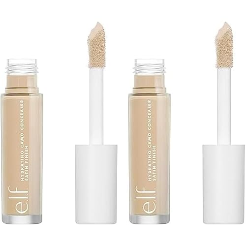 e.l.f, Hydrating Camo Concealer, Lightweight, Full Coverage, Long Lasting, Conceals, Corrects, Covers, Hydrates, Highlights, Light Beige, Satin Finish, 25 Shades, All-Day Wear, 0.20 Fl Oz (Pack of 2)