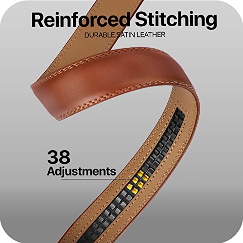Image of Marino Avenue Ratchet Belt for Men. Adjustable Leather Dress Belt with 38 Easy to Click Into Place Ratchet Closures.