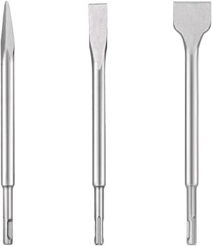 Electric Hammer Chisel 3-Piece Set SDS Drill SDS Plus Bit Chisel SDS Plus Shank Drill SDS Bit Concrete Tool for Burring and Demolition Work