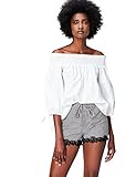 Bajo rematado con encaje Marca Amazon - find. Short Mujer, Negro (Black/white Check), 44, Label: XL
