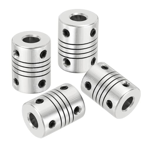 QUARKZMAN 4 Stück Flexible Kupplungen 6mm Bis 6.35mm Aluminiumlegierung Verbindungsstück Flexible Wellenkupplungen Motor Kupplung Für 3D Drucker CNC Maschine Motor Encoder D15 x L20mm