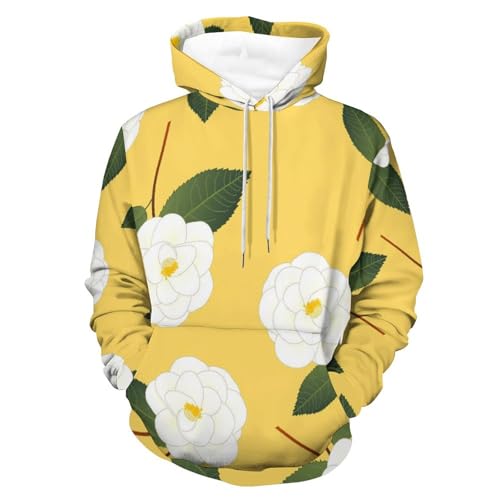 Pull fleurs blanches sweat à capuche manches longues vêtement chaud imprimé floral uni