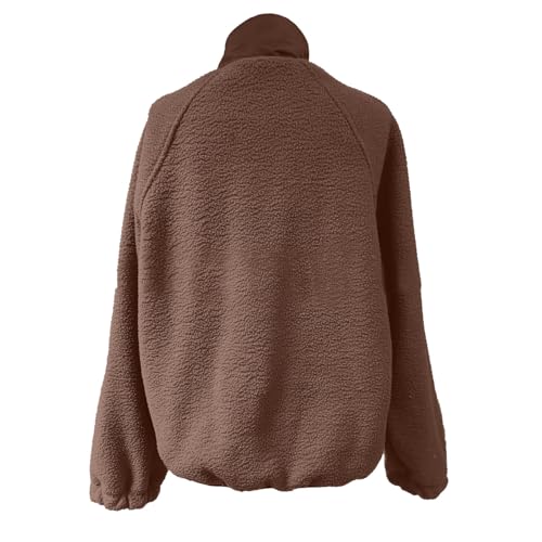 Womens Fleece Jacket Fall Zip Up Sherpa Fuzzy Coats Oversized Winter Patchwork Jackets Outerwear Clothes with Pockets3