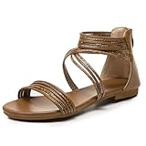 youngshow Women's Bohemian Gladiator Sandals Strappy Summer Beach Shoes– Comfortable Flat Roman Sandals for Women
