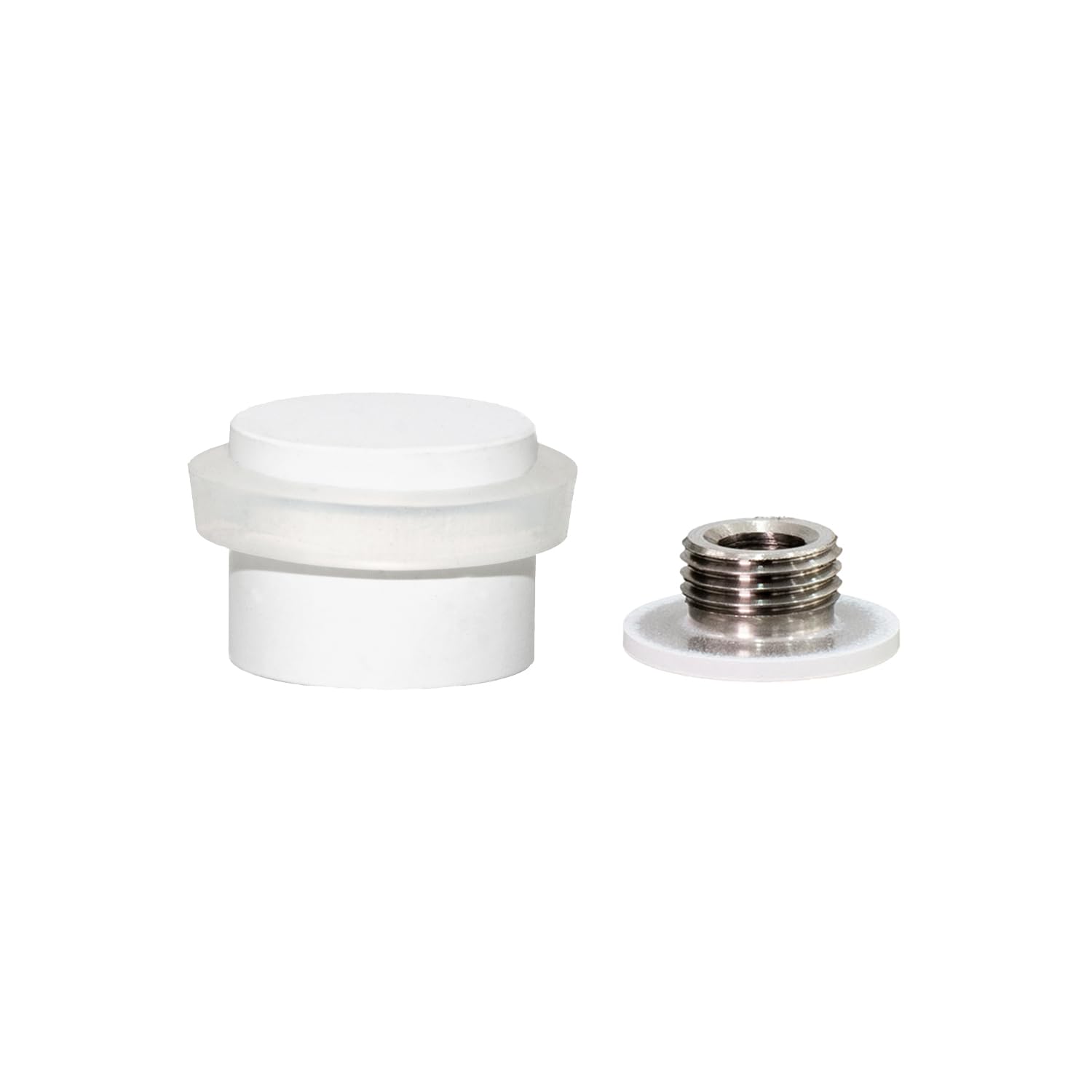 EVI Herrajes | Door Stop | Stainless Steel | 24 x 20 mm | Screwed Threaded Base | White Lacquered | Includes Screw + Mounting Plug | Mod. I-19924-BCBBL