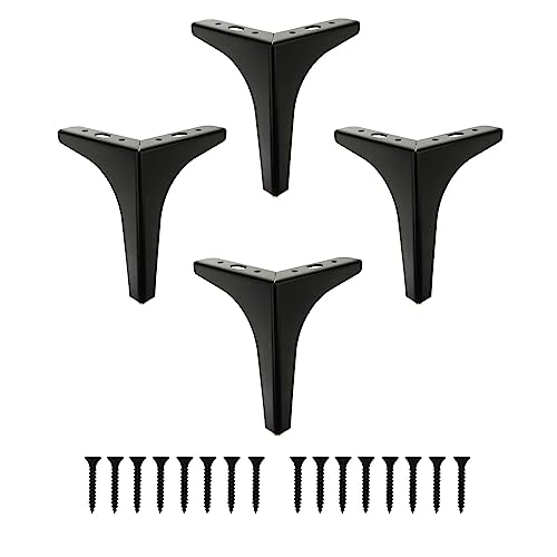 Skyehomo 4 Pack Metal Furniture Legs,Modern Furniture Sofa Legs,Triangle Cabinet Feet Matte Black Cabinet Couch Chair Cupboard Feet Diy Replacement Parts(4" High) #TOP9