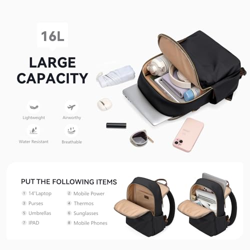 Mochila para laptop mujer 14 pulgadas negra miniatura 4