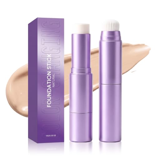 Foundation Stick with Brush, 2-in-1 Color Changing