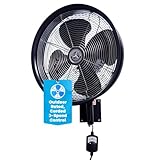 HydroMist F10-14-011 18 Inch Mounting Bracket Outdoor Oscillating Fan, Black