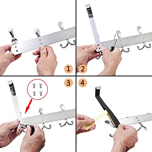 LYLIN Türhaken Edelstahl, Türgarderobe mit 15 Haken, Kleiderhaken Tür Ohne Bohren, Garderobenhaken tür für Küche, Badezimmer, Flur und Schlafzimmer (Weiß, Türfalzstärken bis 4.5cm)