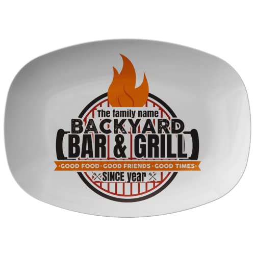 Personalized Vintage Family Name on Serving Platter Dinnerware Customized Backyard