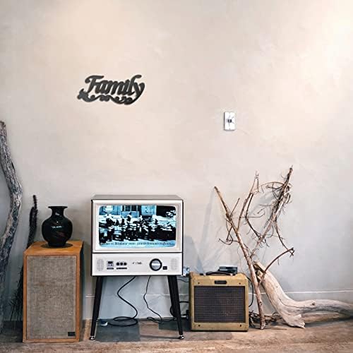 Gofunfun Family Metal Wall Decor Black – Family Signs for Home Decor Wall Heavy Iron Happy Family Wall Art Cut Out Plaque Family Wall Decor