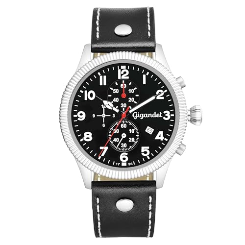 Montre Gigandet Hommes en cuir et quartz japonais, finitions de qualité
