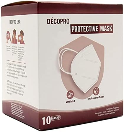 10 pieces Disposable Face Masks, Mouth and Nose Safety Protection, 5-Layer Filter Barrier / Manufactured for and Sold Exclusively by DecoPro