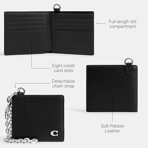 COACH Men's Billfold Wallet with Chain, Black, One Size3