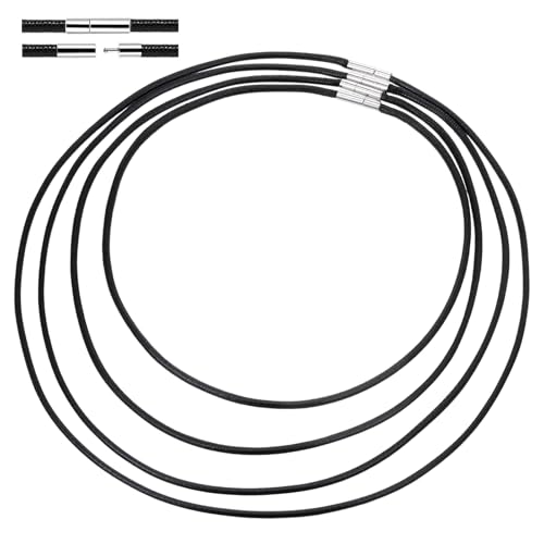 4 Stk Lederband Halskette 3mm,Schwarz Kunstleder Halskette,Kunstleder Lederband mit Verschluss,Geflochten Kunstlede Halskett,Armband Lederkette Herren,4 Größe Kautschuk Kette für DIY Anhänger Schmuck 4 Stk Lederband Halskette 3mm,Schwarz Kunstleder Halskette,Kunstleder Lederband mit Verschluss,Geflochten Kunstlede Halskett,Armband Lederkette Herren,4 Größe Kautschuk Kette für DIY Anhänger Schmuck