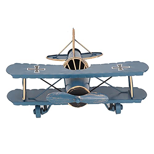 Vintage Airplane Decor, Metal Hanging Airplane Biplane Ornament Iron Aircraft Handicraft Model For Christmas Decorations Birthday Gifts Photo Props(Blue) #TOP4