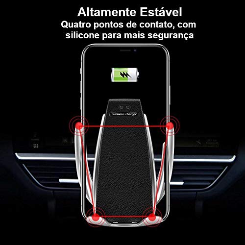 Carregador/Suporte Veicular Sem Fio/Wireless/Indução Samsung/iPhone/Android/iOS Celular Turbo 10W NF